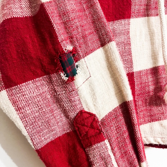 American Eagle Cropped Button Up Hooded Red/White Plaid Shirt/ Jacket Size SP - Picture 3 of 9